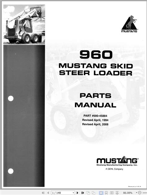 mustang 960 skid steer repair manual|mustang skid steer pump parts.